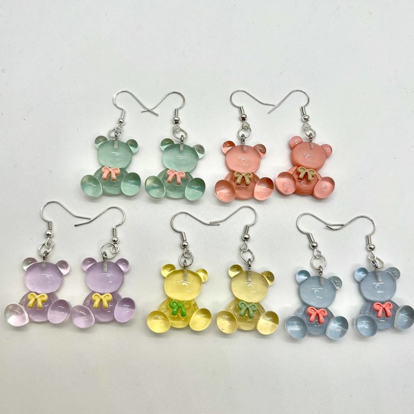 Teddy Bear Earrings - Gender Reveal Earrings - Baby Shower Earrings - DDLG Earri - Picture 1 of 10